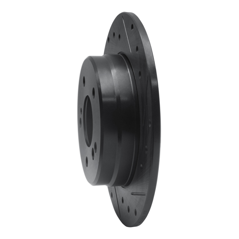 Chrysler Crossfire Brake Rotor (1) - Rear Right - R1 Concepts - Drilled & Slotted - Black - `87-`15